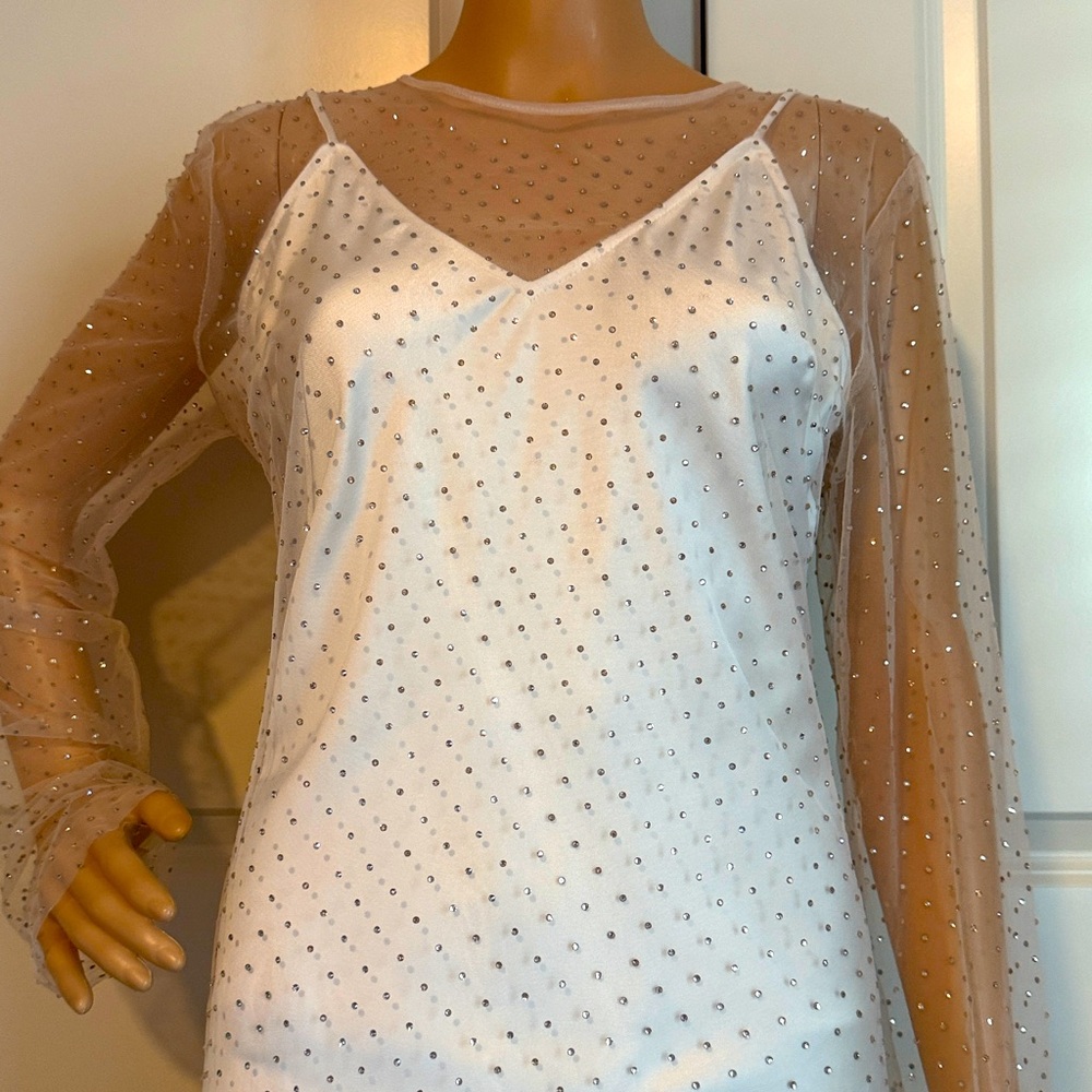 New Zara Gold Rhinestone Mini Dress - Picture 14 of 16